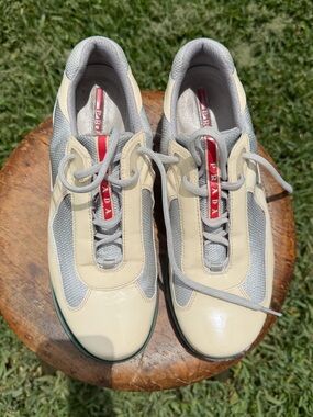 Vintage Prada Archive Patent Leather Mesh 4E 2352 Sneakers Sz 9.5 Rare Y2K